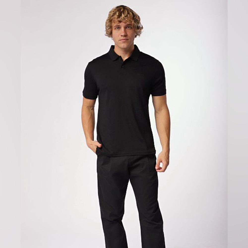 CALVIN KLEIN LIQUID TOUCH INTERLOCK POLO SHIRT BLACK BEAUTY Men’s Size Large $69